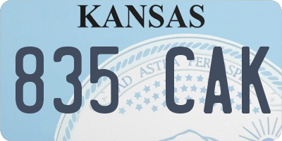 KS license plate 835CAK
