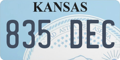 KS license plate 835DEC