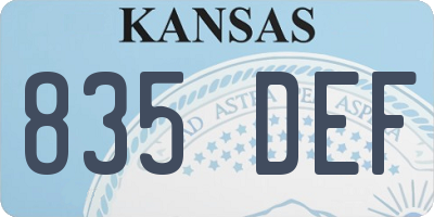 KS license plate 835DEF