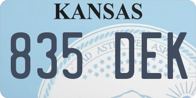 KS license plate 835DEK