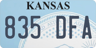 KS license plate 835DFA