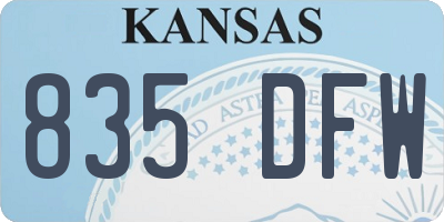 KS license plate 835DFW