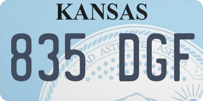 KS license plate 835DGF