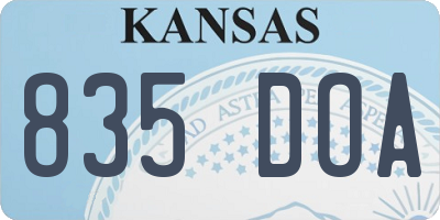 KS license plate 835DOA