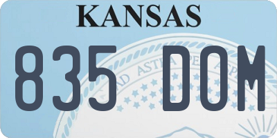 KS license plate 835DOM