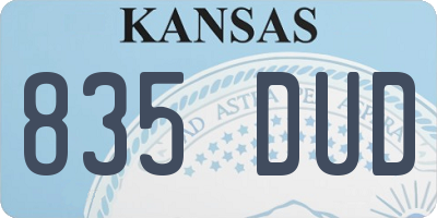KS license plate 835DUD