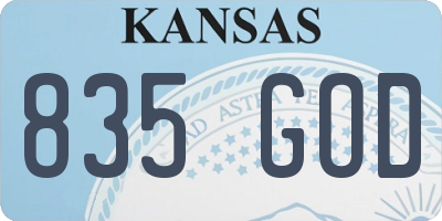 KS license plate 835GOD