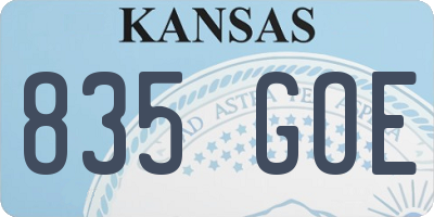 KS license plate 835GOE