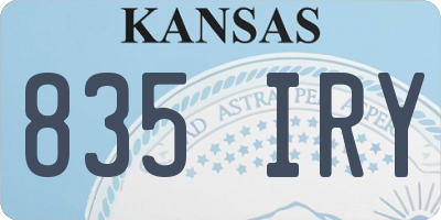 KS license plate 835IRY