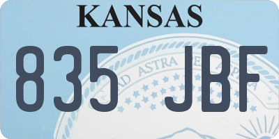 KS license plate 835JBF