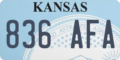 KS license plate 836AFA