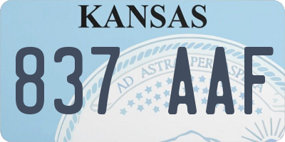 KS license plate 837AAF