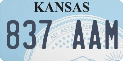 KS license plate 837AAM