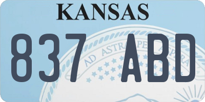 KS license plate 837ABD