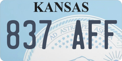 KS license plate 837AFF
