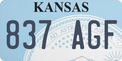 KS license plate 837AGF