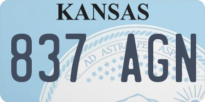 KS license plate 837AGN