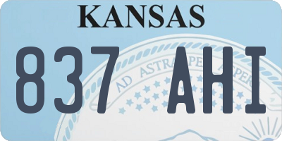 KS license plate 837AHI
