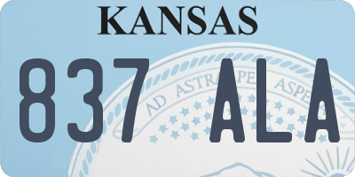 KS license plate 837ALA
