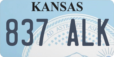 KS license plate 837ALK