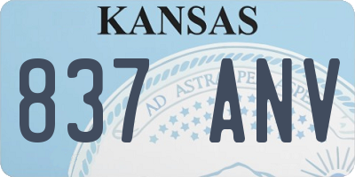 KS license plate 837ANV