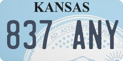KS license plate 837ANY
