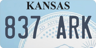 KS license plate 837ARK