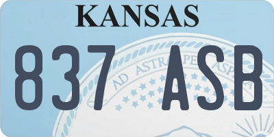 KS license plate 837ASB
