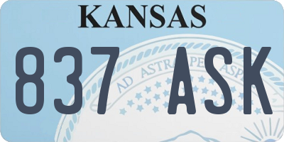 KS license plate 837ASK