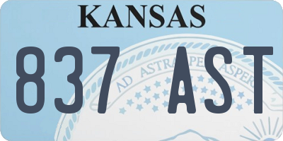 KS license plate 837AST