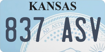 KS license plate 837ASV