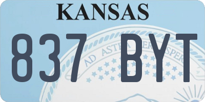 KS license plate 837BYT