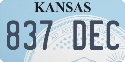 KS license plate 837DEC