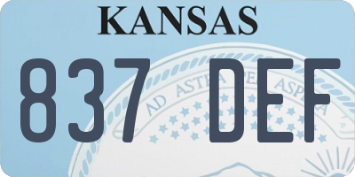 KS license plate 837DEF