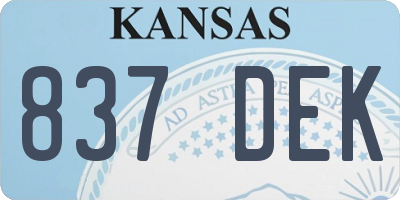 KS license plate 837DEK