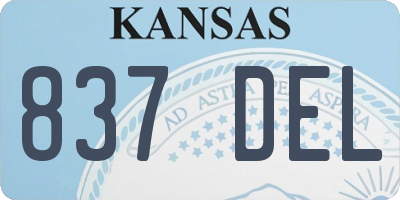 KS license plate 837DEL