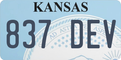 KS license plate 837DEV