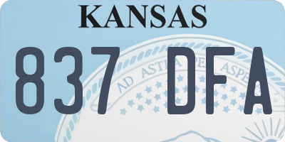 KS license plate 837DFA