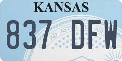 KS license plate 837DFW