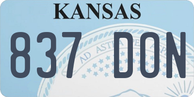 KS license plate 837DON