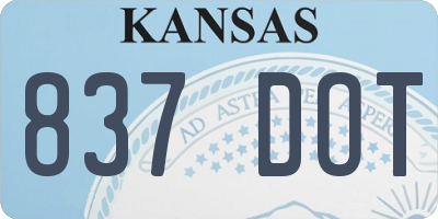 KS license plate 837DOT