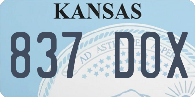 KS license plate 837DOX