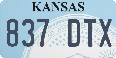 KS license plate 837DTX