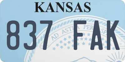 KS license plate 837FAK