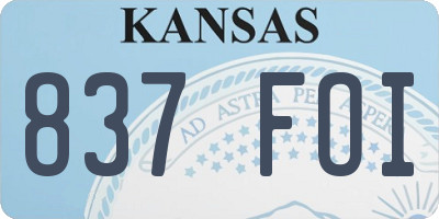 KS license plate 837FOI