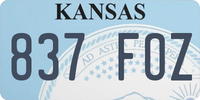 KS license plate 837FOZ