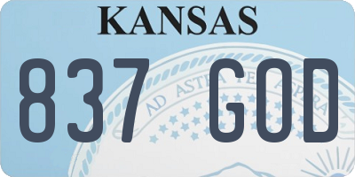 KS license plate 837GOD