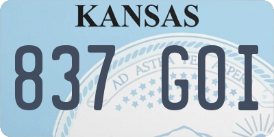 KS license plate 837GOI