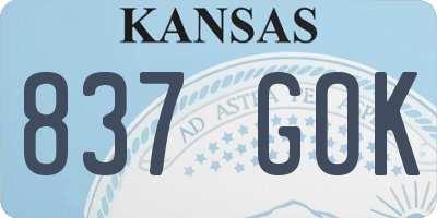 KS license plate 837GOK