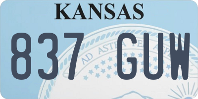 KS license plate 837GUW